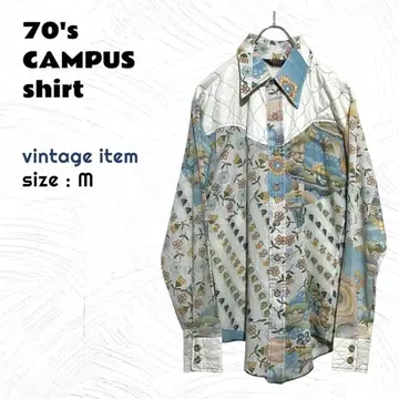70s CAMPUS 절개 올 패턴 셔츠 / 70년대 빈티지 구제 의류