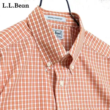 상태 최상 L.L.Bean 엘엘빈 테라코타 오렌지 체크 반팔 BD