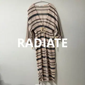 RADIATE 보더 플리츠 롱 가디건 베이지 38 차양
