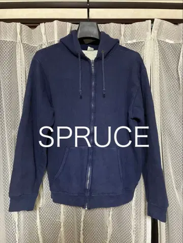 60s 70s SPRUCE 더블 페이스 뒷면 서멀 지퍼 후드티 BLUE