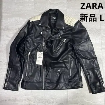 새상품 L ZARA 인조 가죽 더블 라이더 자켓