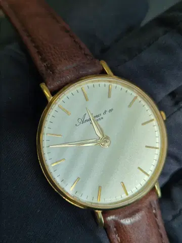 andrew&co 금장 브라운 가죽스트랩 새상품 35mm
