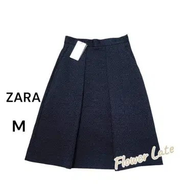 [ 새상품 ] ZARA 자라 자카드 조 플레어 스커트 M 네이비 포멀