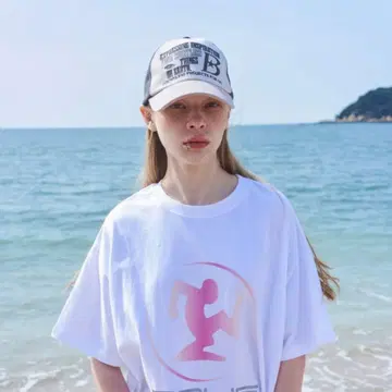BAUF B 로고 볼캡 핑크 베이지 캡