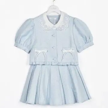 evelyn 라메 트위드 셋업 블루