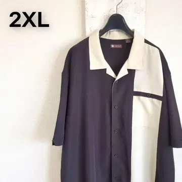 레이온 볼링 셔츠 블랙 XXL 오버 사이즈 반팔 오픈 카라 셔츠