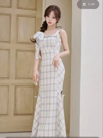 다리치 체크 원피스