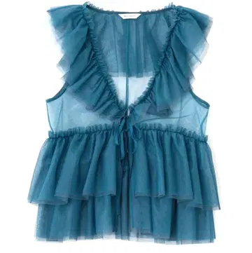 MOUSSY FRILLY FULL GILET 블루 튤