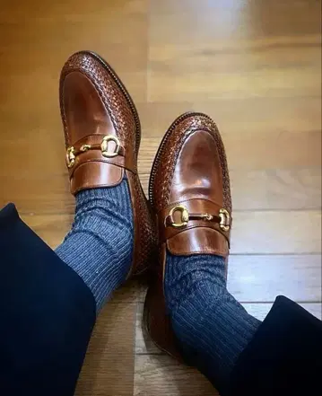 BALLY 비트 로퍼 브라운 뜨개질 가죽