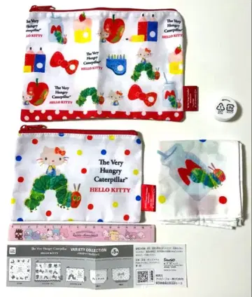 헬로키티 배고픈 애벌레 파우치 2개 + 손수건 1장