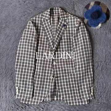 [새상품급] 라르디니 린넨 마드라스 체크 자켓 44 네이비 계열