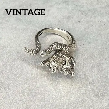 VINTAGE 빈티지 요크셔 테리어 개 도그 디자인 실버 반지