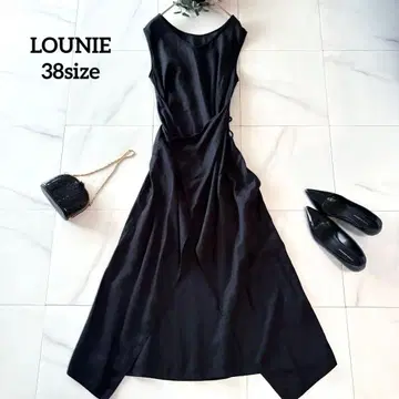NO.3-327 LOUNIE 슬리브리스 블랙 롱 에이프런 원피스