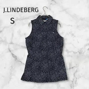 J.LINDEBERG 슬리브리스 피케 셔츠 네이비 올 패턴 S 골프
