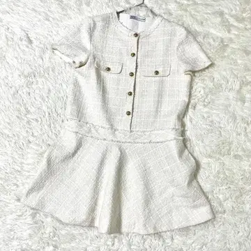 zara ZW COLLECTION 텍스처 원피스 트위드 원피스