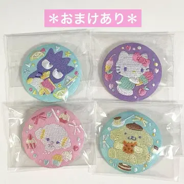 *미사용* 산리오 SANRIO 키티 바츠마루 폼폼푸딩 자수 캔뱃지