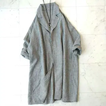 402 요건 레일 린넨 린넨 가운 코트 가디건 블랙
