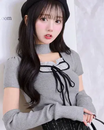 미셸 마카롱 초커 니트탑 그레이 프리 사이즈 잔여 1