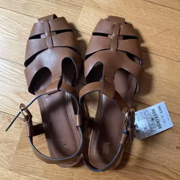 ZARA 케이지 샌들 브라운 39