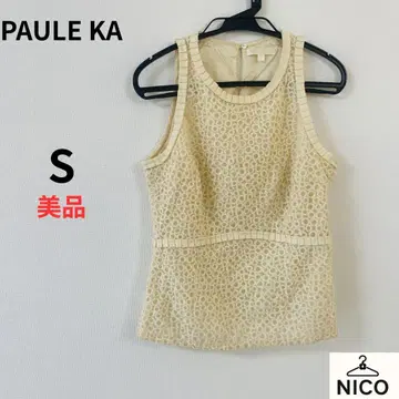 새상품급 PAULE KA 폴카 레이스 블라우스 슬리브리스 아이보리 36