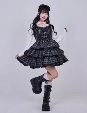 Qooza IMVAL 프릴 하트 드레스 GREY