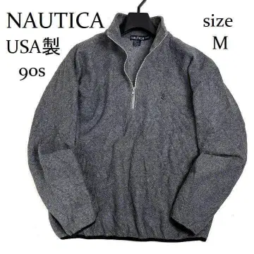 90s NAUTICA 하프 지퍼 플리스 그레이 M USA제
