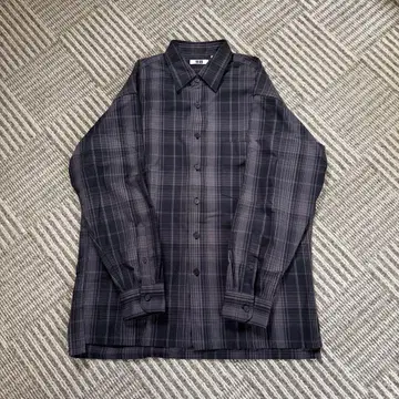 UNIQLO U 플란넬 오버 사이즈 체크 셔츠 다크 그레이 M