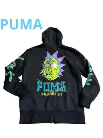 PUMA 릭 앤 모티 콜라보 지퍼 후드티 블랙