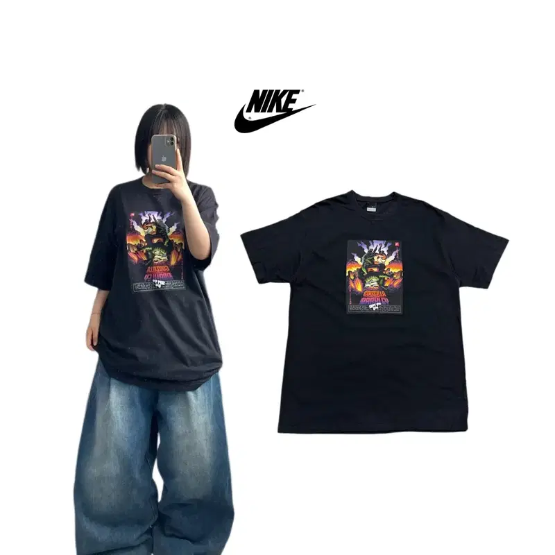 나이키 00s 고질라 X 브루클린 베스킷볼 빈티지 반팔 티셔츠