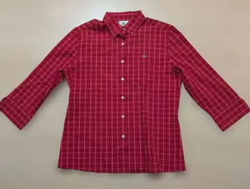 LACOSTE 라코스테 체크 무늬 칠분 셔츠 레드 사이즈 42