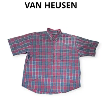 [ 90s ] 빅 사이즈 VAN HEUSEN 반팔 체크 셔츠 XL