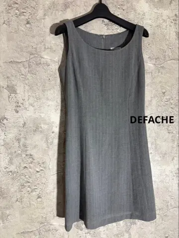 DEFACHE 면 혼방 스트라이프 슬리브리스 백리본 원피스 일본제