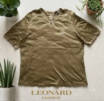LEONARD FASHION 레오나르 T셔츠 카키 꽃자수 L 일본제