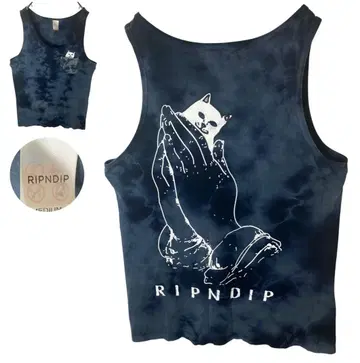 RIPNDIP 빅 프린트 x 차콜 타이 다이 컬러 x 가슴 포켓 탱크탑