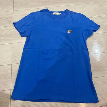 메종 키츠네 폭스 패치 티셔츠 블루 XS