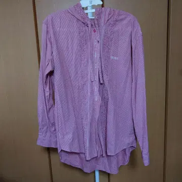 PINK HOUSE 후드 부착 긴팔 셔츠 빨간색 체크