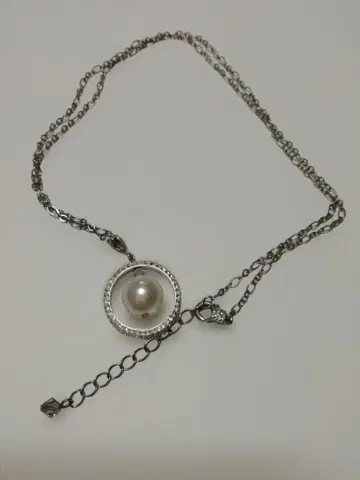 Swarovski 서클 펄 목걸이 실버 컬러 크리스탈