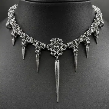 [ chainmail ] silver spike necklace goth