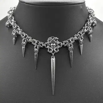 [ chainmail ] silver spike necklace goth