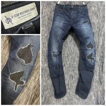 G-Star RAW RESTORED 데님 3D 데님 데미지 가공