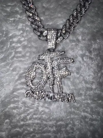 king von 착용 OTF 목걸이 실버 블링블링 iced out