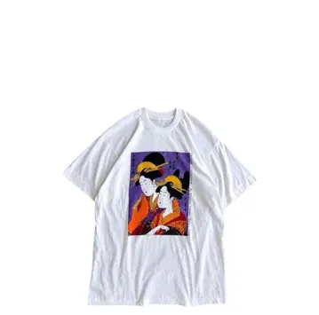 [ 새상품급 ] Vintage 90s 우키요에 프린트 T셔츠 싱글 스티치