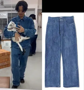 AURALEE SELVEDGE FADED LIGHT DENIM PANTS