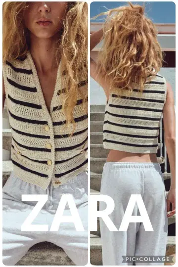 ZARA 상의 보더 베스트 자라
