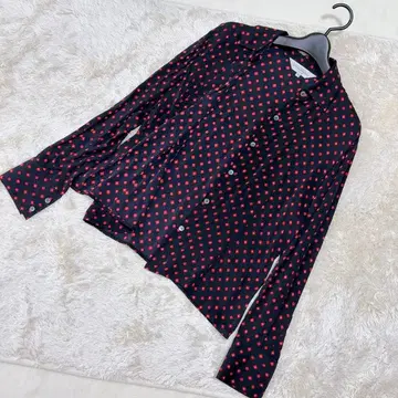 브룩스브라더스 긴팔 셔츠 코몬 무늬 올 패턴 스트레치 L 블랙 레드 겉옷