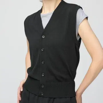 [ 미사용 새상품 ] UNIQLOU 워셔블 버튼 다운 니트 베스트 M