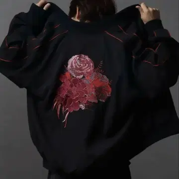 꽃 자수 welise 하이드레인지아 오버 사이즈 스카잔 swag Y2K