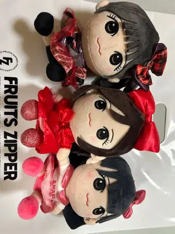FRUITS ZIPPER 봉제 인형 3체 세트 파우치 포함
