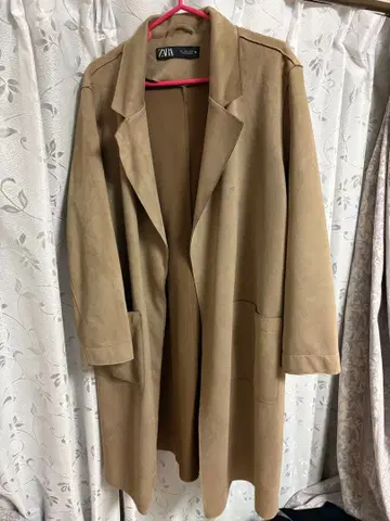 ZARA 스웨이드 느낌 롱 코트 베이지 L 사이즈