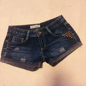 갸루 스터드 장식 데님 숏팬츠 빈티지